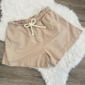 H&M Linen Blend Shorts Pull On Medium Vanilla Girl Beach Natural